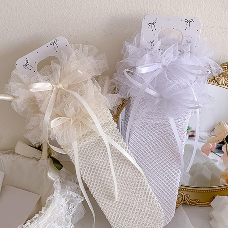 Breathable Lace Sweet Socks for Kids Feature Lovely Bowknot Edges, Lovely Girls In Tube Socks for Summer Outfits