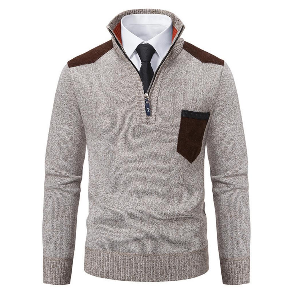 Men's JumperSweaters Knit Sweater Ribbed Knit Regular Tops Splice Knitted Color Block Stand Collar Fashion