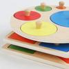 Montessori Puzzle dla Niemowląt Drewniane Dopasowywanie Kształtów i Kolorów Tablica do Zarysowywania Rękami Geometryczne Zabawki Poznawcze do Wczesnej Edukacji