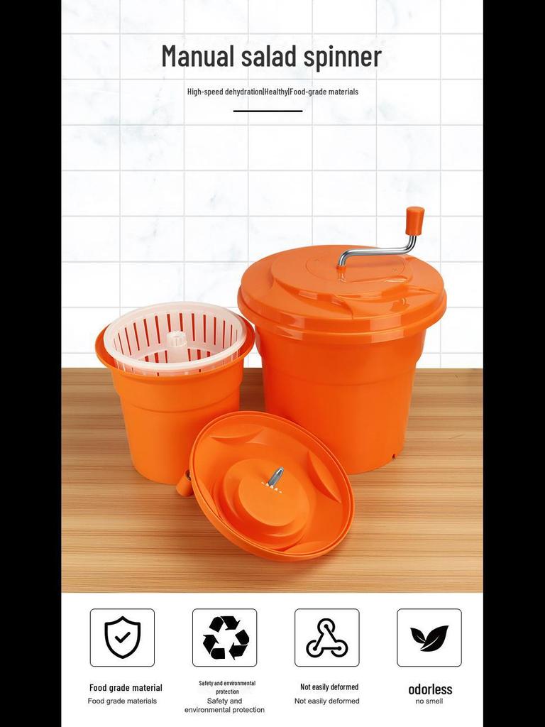 Manual Spin Dryer for Fruits & Vegetables: Multi-Purpose Salad Dehydrator & Drain Basket