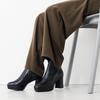 Gepolsterte Plateau-Stiefeletten aus echtem Leder warm HIMIKO mit eckiger Spitze 651413 schwarz 235