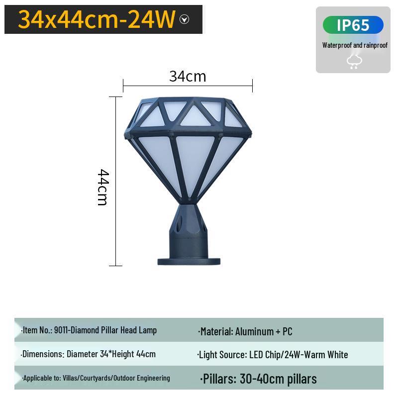 Super Bright LED Diamond Post Cap Light - Waterproof Outdoor Garden & Courtyard Lamp