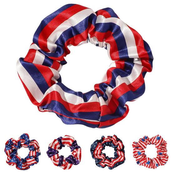 DamenHaargummi Weich Fest Haltbar Dehnbar Nützlich Hohe Elastizität Gummiband Amerikanische Flagge Druck Waschbar Haargummi HaarDekoration