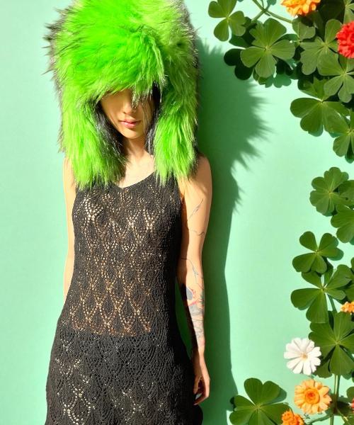Bonseullipi Crochet Knit Dress (Black)