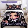 3PC Custom Name Gothic Cat Girl Artwork Bedding Set Printed  Bedding Set Duvet Cover Closure Includes 1 Duvet Cover & 58 Pillowcases for Bedroom