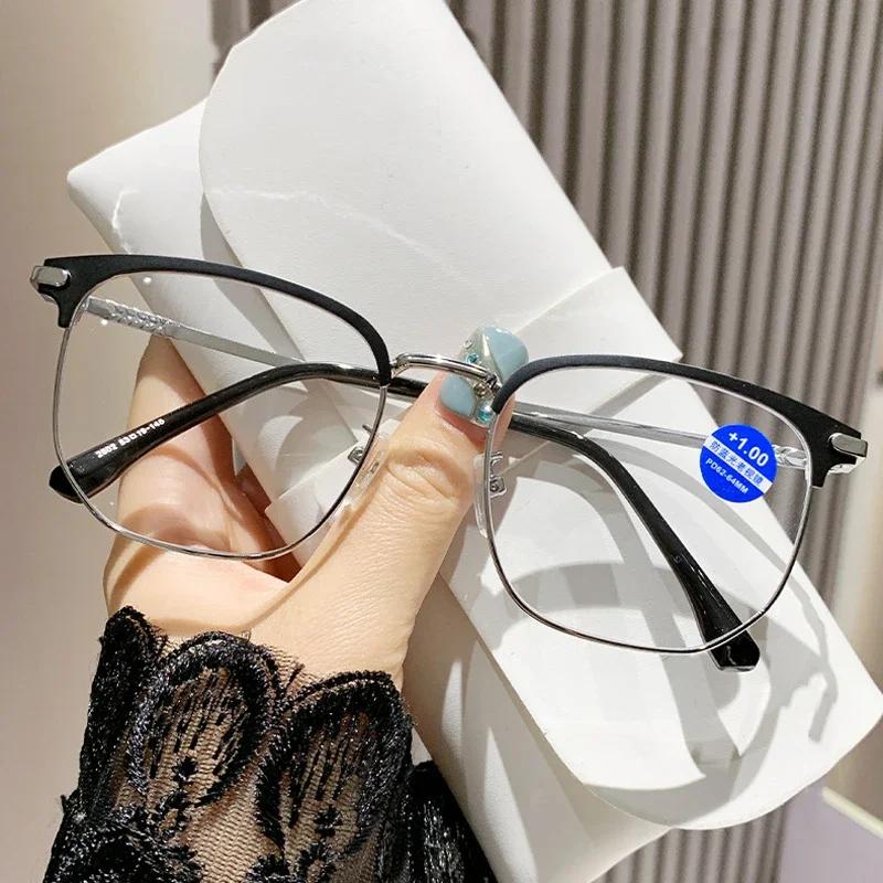 Anti Blue Light Presbyopia Glasses for Men Ultra Light Square Frame Reading Glasses High-end Business High-definition Eyeglasses