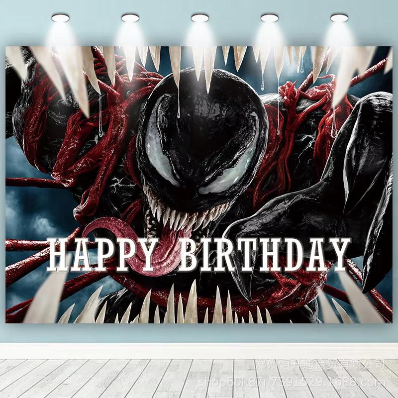 

BEPAN Venom theme background suitable for room decoration posters and customizable children s birthday party decoration background Vinyl--W120xH80cm