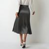 Women's Satin Half Skirt Summer Vent Professional A-line Skirt High Waisted Skirts