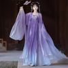 Chinese Tang Dynasty Style Hanfu Cherobalan Skirt Chest-high Embroidered Purple Daily Suit For Women
