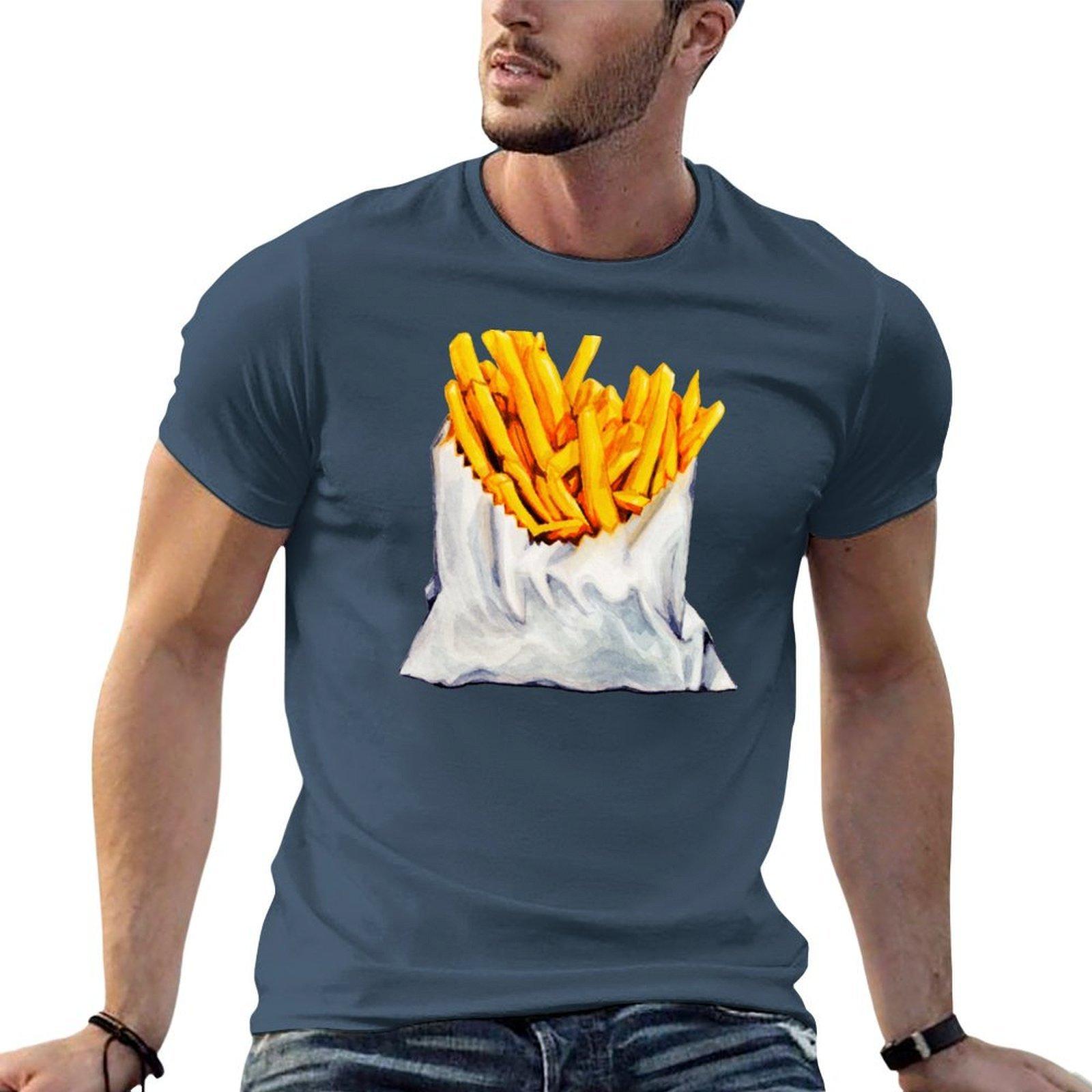 French Fries Pattern Tshirt Festive Simple Tshirt S