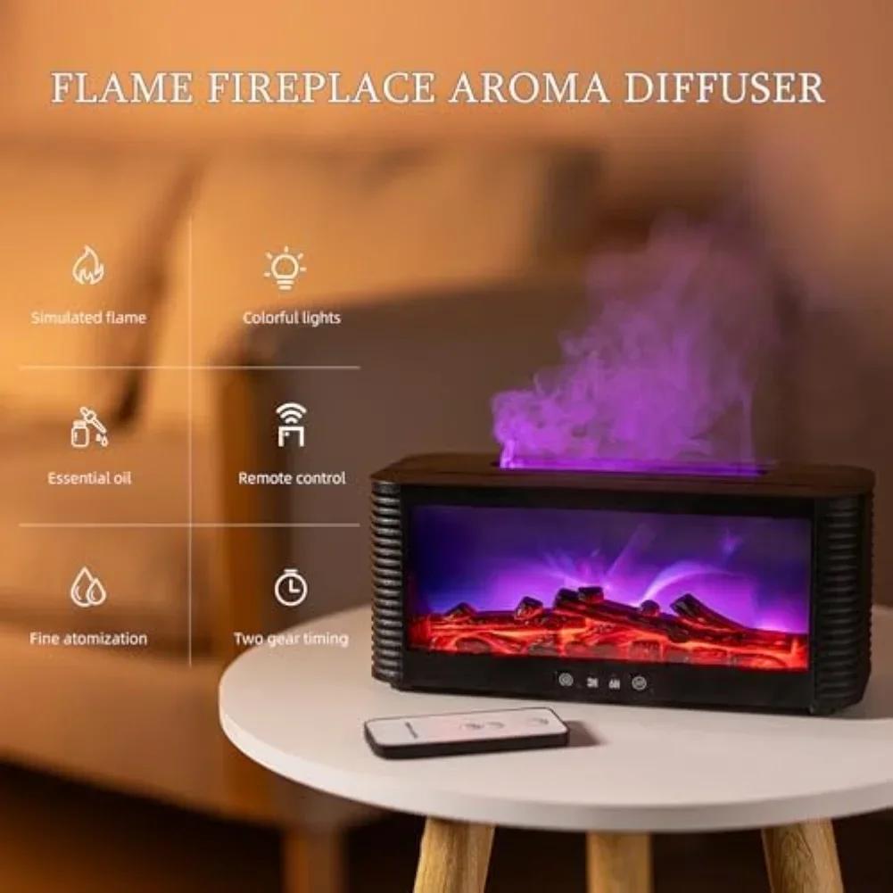 Cozy Atmosphere Flame Diffuser Remote Control Flame Aroma Diffuser Realistic Flame Effect 7 Soothing Light Modes