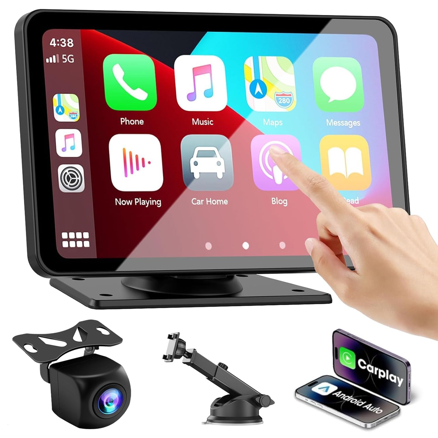 

Stynxro 7-дюймовый дисплей аудио, портативное автомобильное аудио с камерой заднего вида, совместимое с AHD