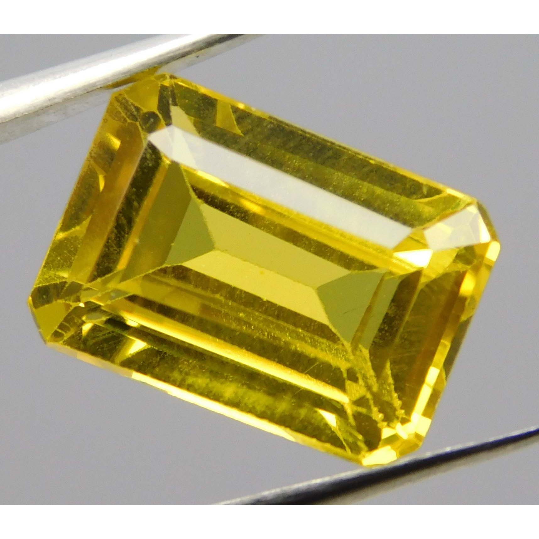 

7.28 Ct Natural Emerald Cut Ceylon Yellow Sapphire Loose Gemstone Ring Size 11.7 mm approx жовтий