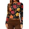 Women's Casual Slim Fit Long Sleeve Polka Dot Neck Blouse