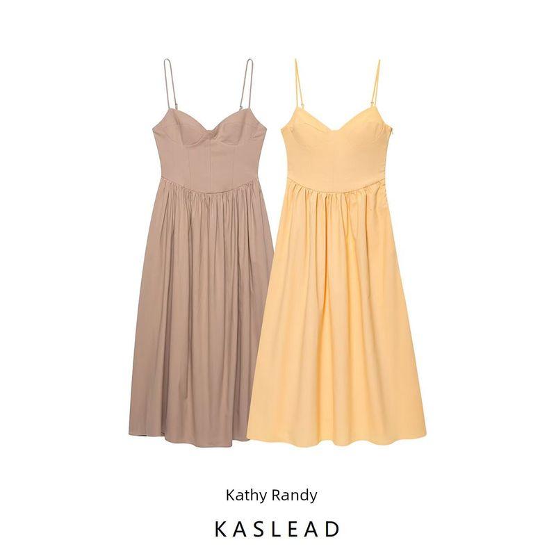 Kaslead New Women clothes Western Style Fashion Medium Long Version Sling Dress 3152331 730