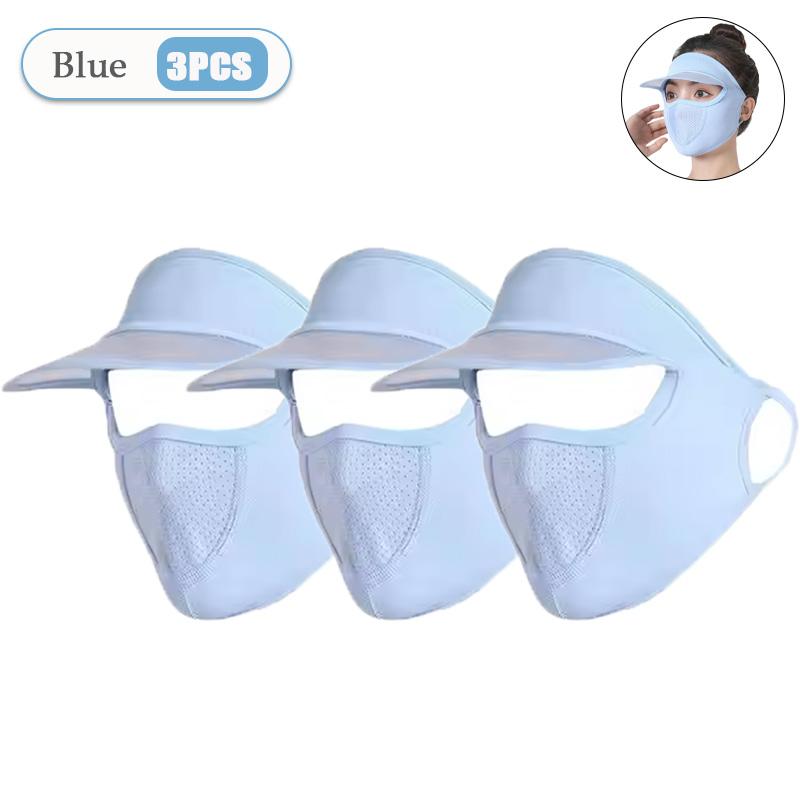 1-20PCS Women‘s Summer Ice Silk Sun Hat with Full Face Mask Breathable UV Protection Lightweight Washable for Outdoor Travel
