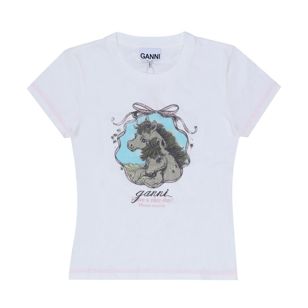 Ganni Women Pony Logo Baby FiT T shirT A1050220