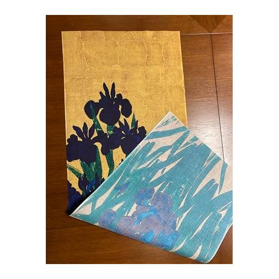 Ogata Korin Irises Screen Tenugui (approx. 90cm) - Made In Japan, 100% Cotton, Traditional Print, Japanese Art, Gift, Interior Decor