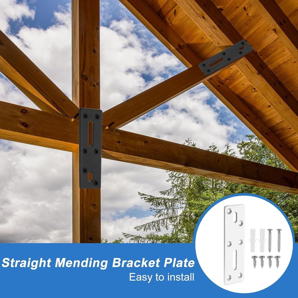 Heavy Duty Straight Steel Flat Bracket 2Pcs Metal Mending Plate Reinforcement Repair Plate with Screws for Furniture Fixing