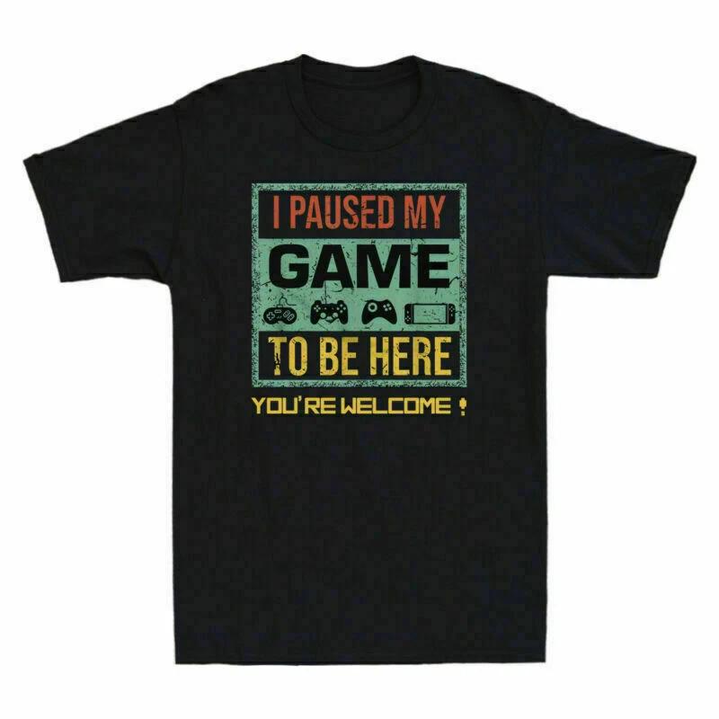 I Be Game Here Control To Retro Funny Paused Gamer Men s T-Shirt Video Game My 3XL