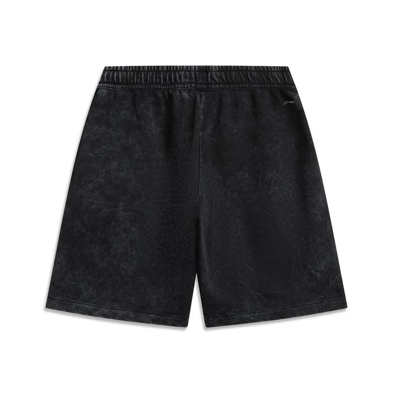 Li Ning CF Outdoor Tek Renk Nakışlı Logo Günlük Şort Erkek şort Siyah AKSV223-5