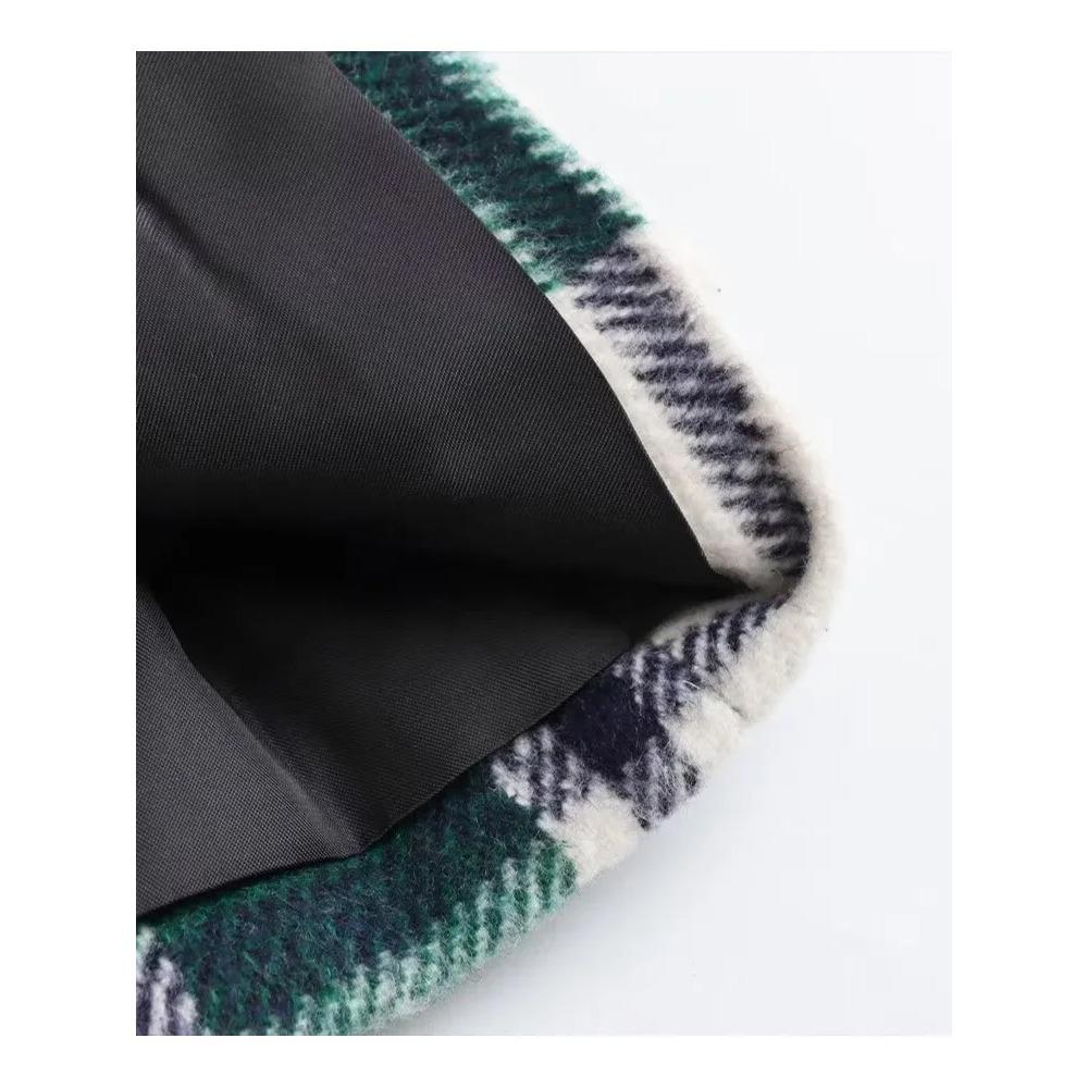 Jarní a podzimní horký prodej nové dámské oblečení Malé voňavé stylové náplastní taška Dekorace Kostkovaná vlněná bunda Kabát