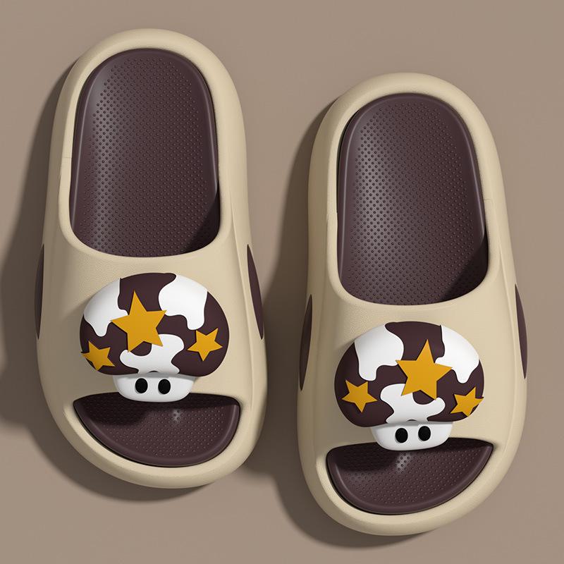 

Mushroom slippers girls summer new thick bottom cartoon home parent-child couple children cool slippers boys Size 24-25 [Inner Length 16CM]