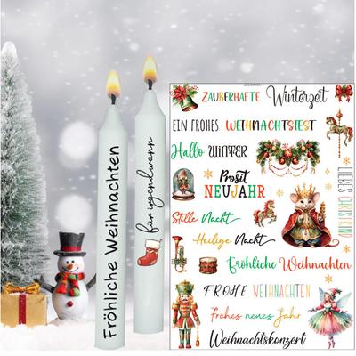 Christmas Candle Stickers Party Atmosphere Candle Water Sticker