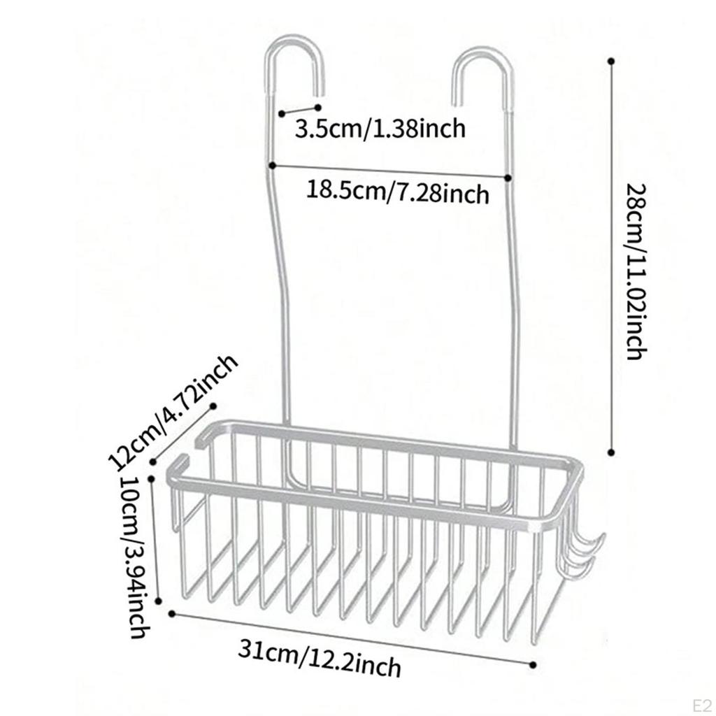 Organizator de baie suspendat pentru duș, cârlig din aluminiu peste suport pentru șampon, raft pentru