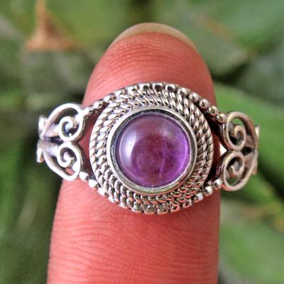 Anello di ametista, anello fatto a mano, gioielli unisex, anello di dichiarazione, gioielli in argento