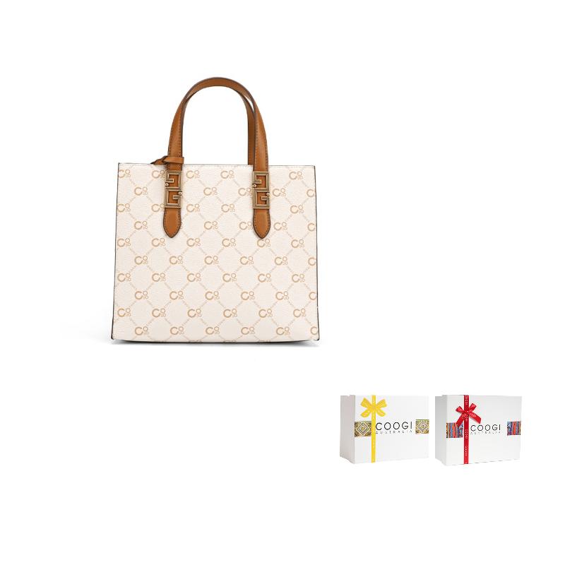 

Новая женская сумка COOGI из искусственной кожи, средняя, экрю/кофе, C335218305 21*12*24CM