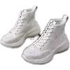 Fashion Top Quality Women Walking Shoes 2025 New Women's Casual Shoes Thick Sole Rhinestone Breathable Shiny Daddy Shoes Women Sneakers