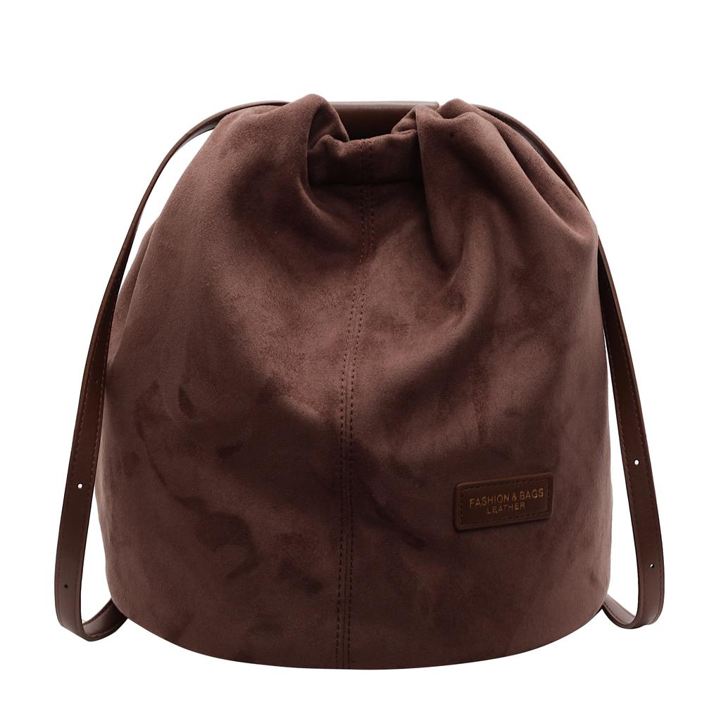 Premium Pendler Große Kapazität Lässig Plissiert Kordelzug Wildleder Vintage Rucksack