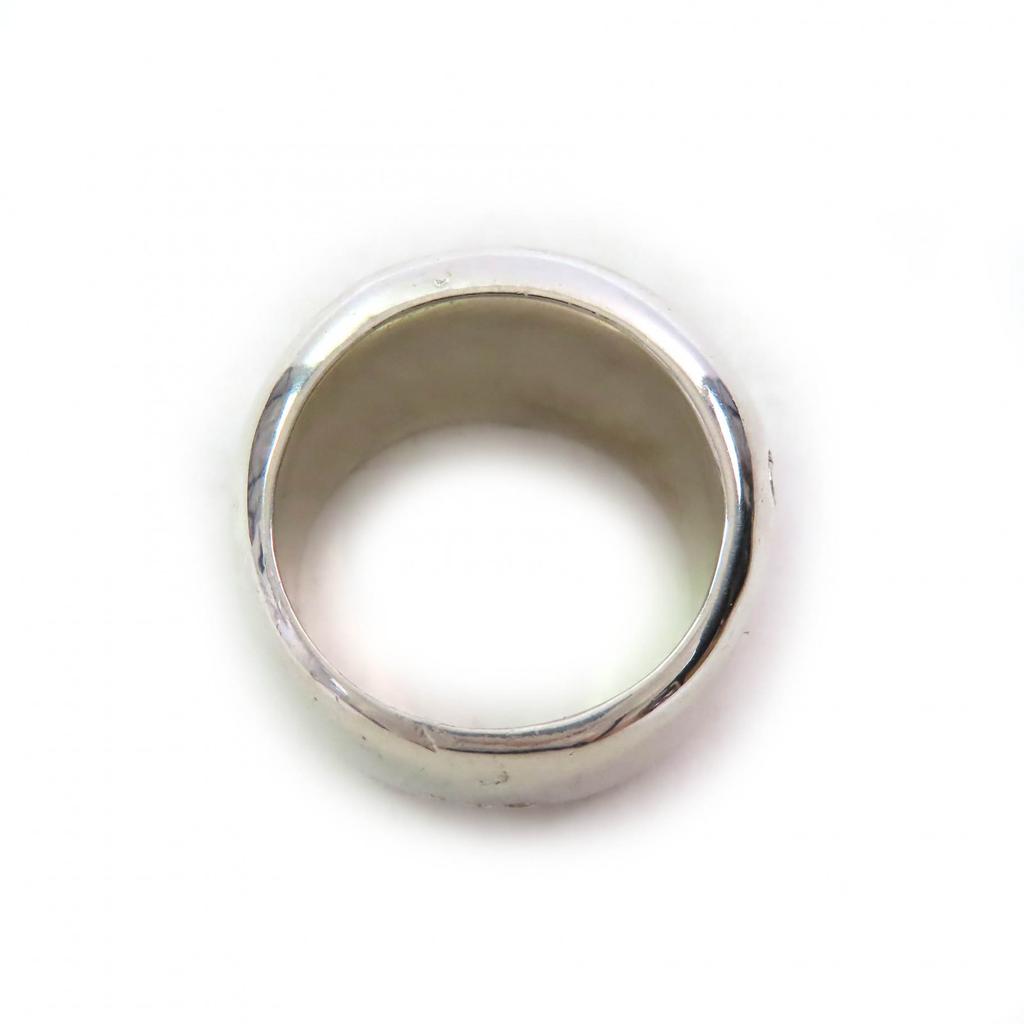 Great CHANEL Ring Logo Engraved Wide Ring Accessories Silver SV925 Women Used