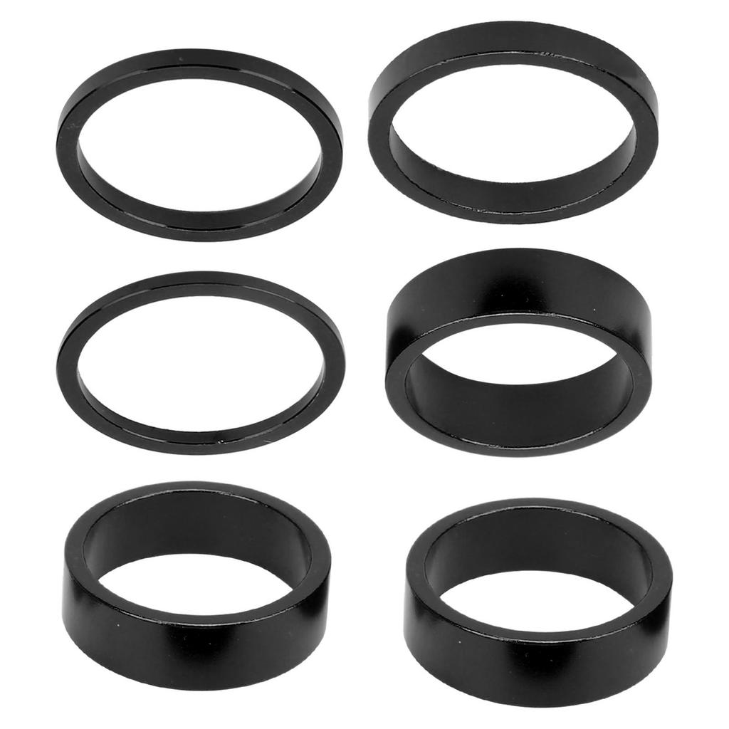 6Pcs Bicycle Headset Spacer Aluminium Alloy Bike Handlebar Stem Spacers for Mountain BikeBlack