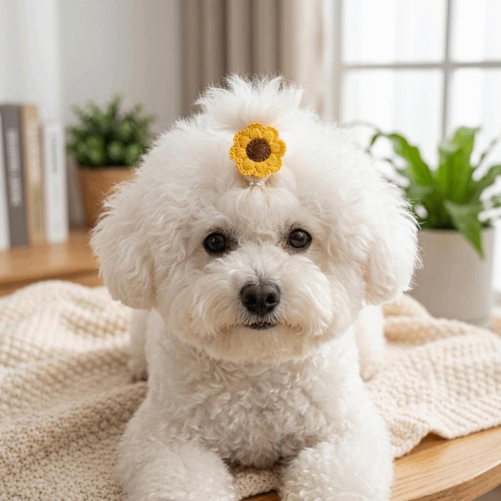 24pcs Elastic Pet Hair Tie Vivid Pet Hair Accessory Stretchy Flower Hair Tie Grooming