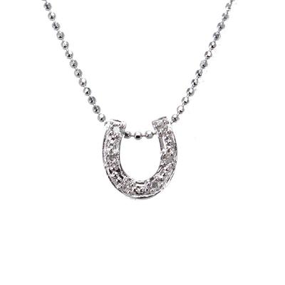 [KASHIMA] Sterling Silver 925 0.04ct Diamond Horseshoe Pendant Necklace