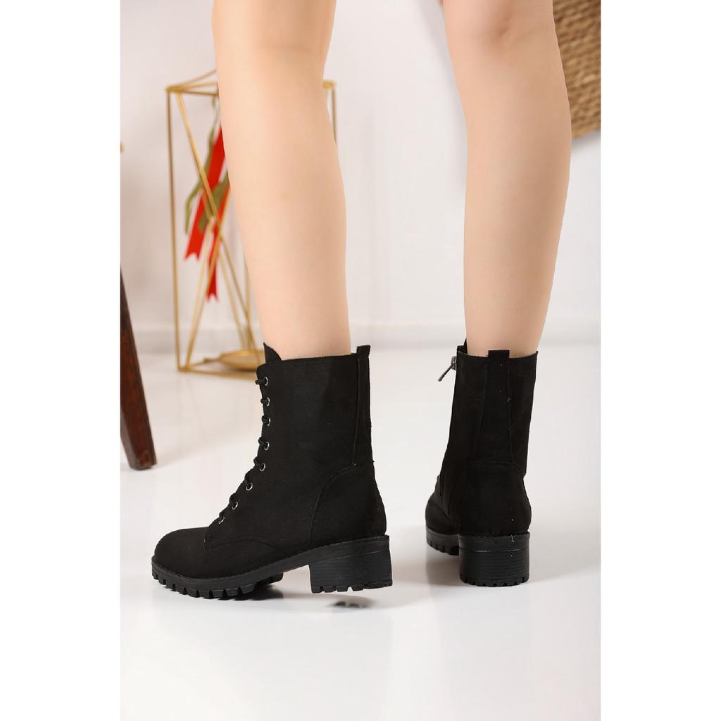 Dámské krajkové detailní zimní boty na dlouhý zip