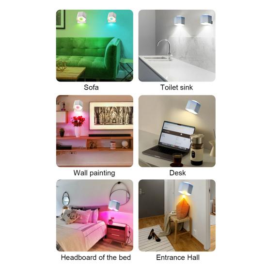Wall Lamp with Remote Control 360-Degree Rotation Dimmable Indoor LED