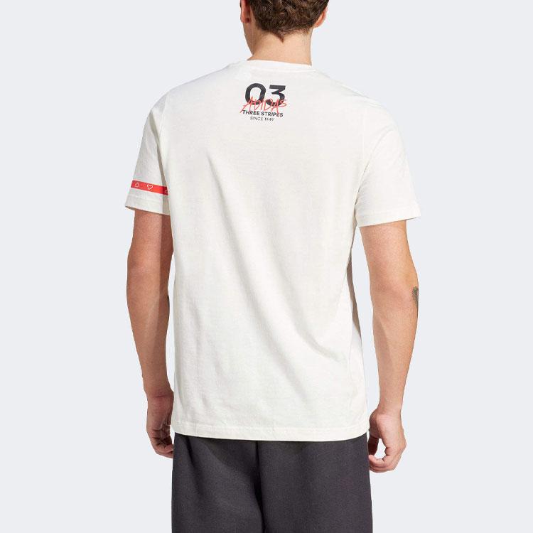 Adidas Brand Love Collegiate Letter Logo Pattern Printed Color Block Crew Neck Short Sleeve T-Shirt Men Tops White IS2870