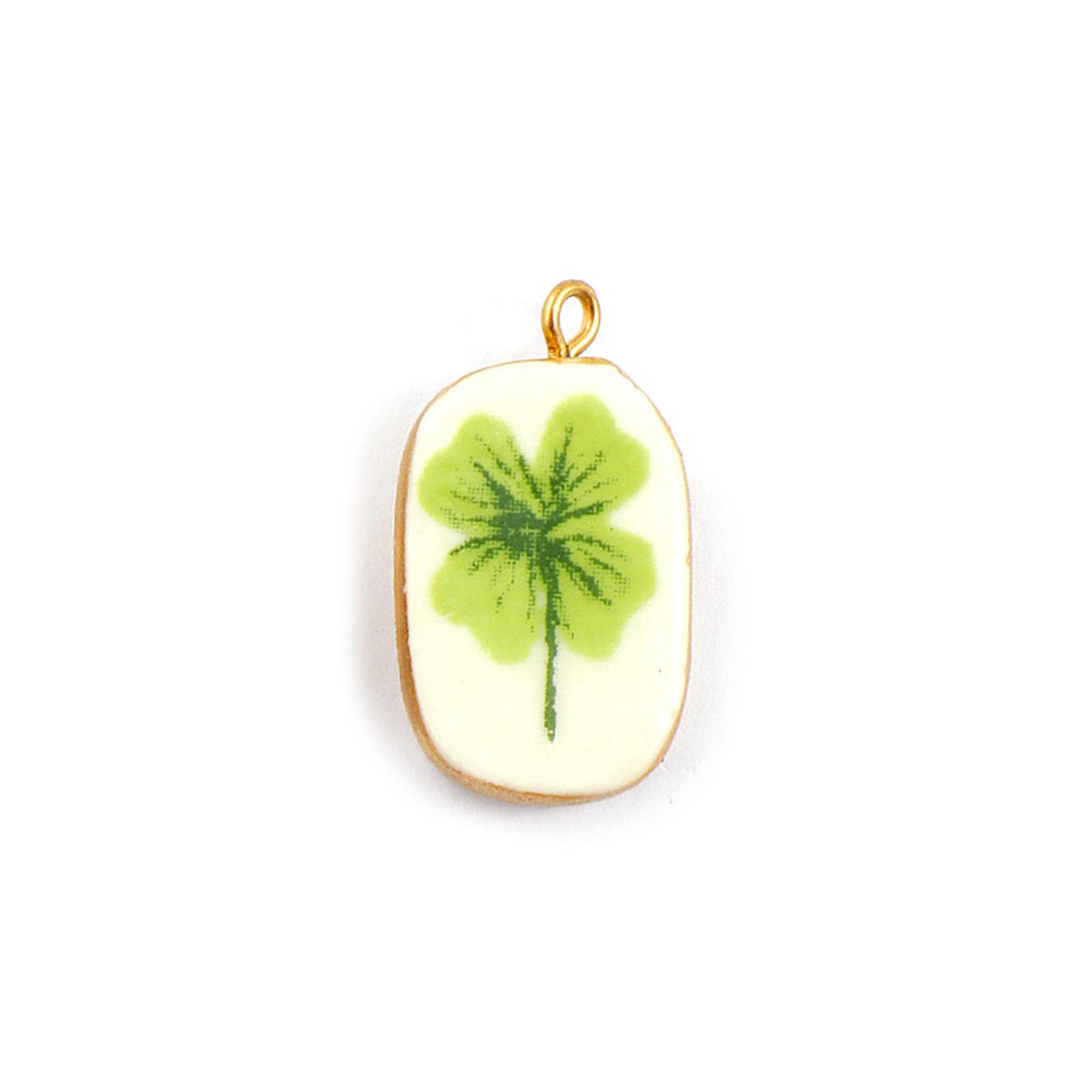 

2pcs New Flower Metal Ceramic Pendant 304 Stainless Steel Gold Plated Border Hand-Painted Oval Shaped Ceramic Necklace Charms