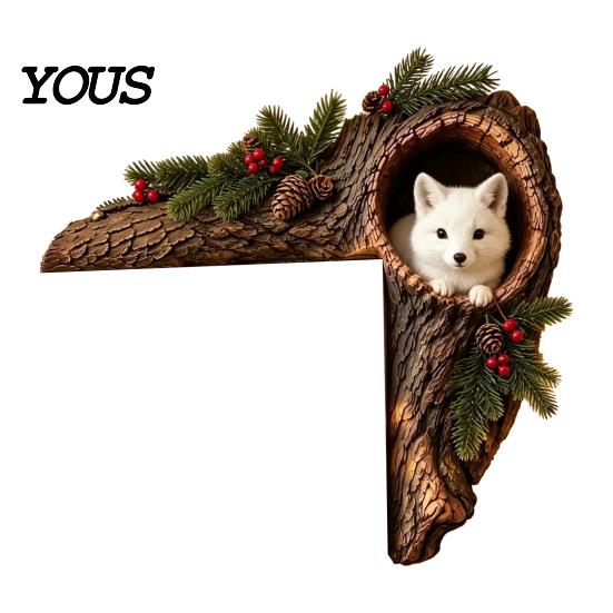 Whimsical Nursery Wall Accent Chipmunk Tree Hollow Door Topper, Woodland Animal Frame Decor, Rustic Wood Creative Birthday Gift for Nature Lovers