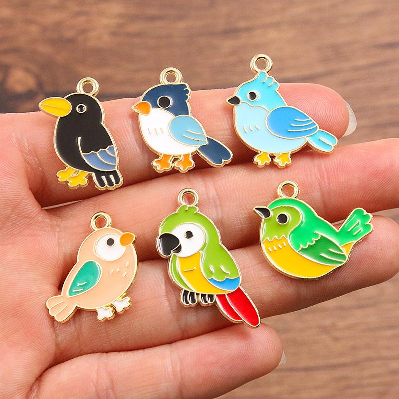 10pcs DIY Jewelry Accessories Cute Multi-colored Bird Parrot Pendant