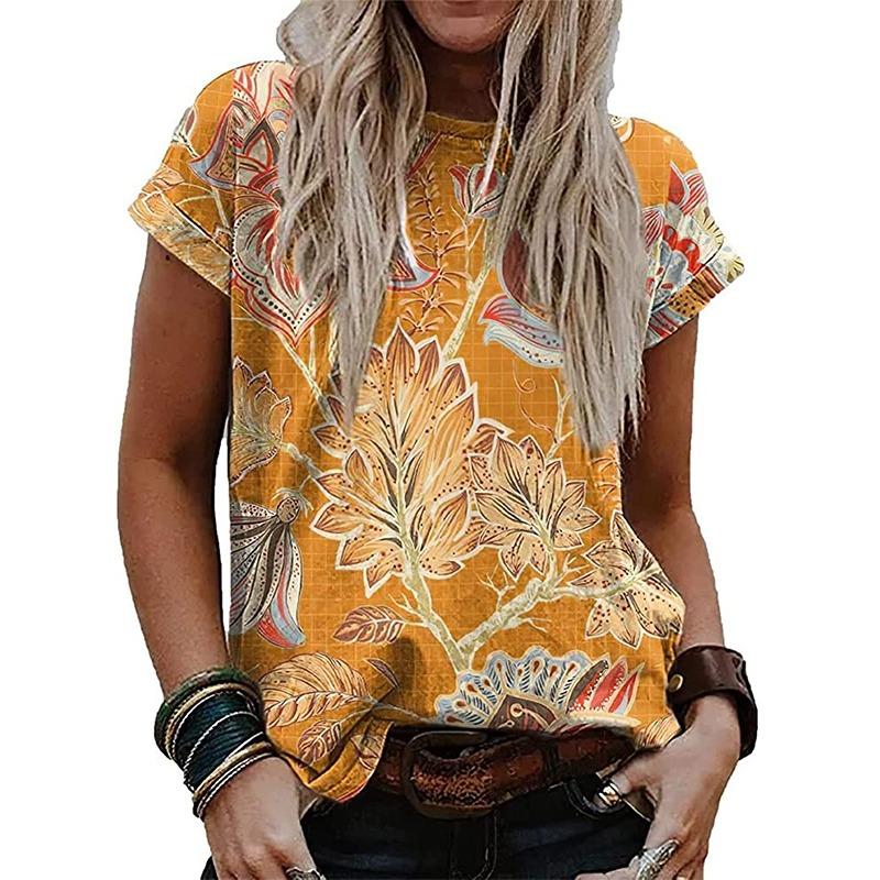 T-shirt estiva stile etnico occidentale stampa 3D T-shirt donna streetwear Harajuku T-shirt oversize Top Donna Abbigliamento ragazza