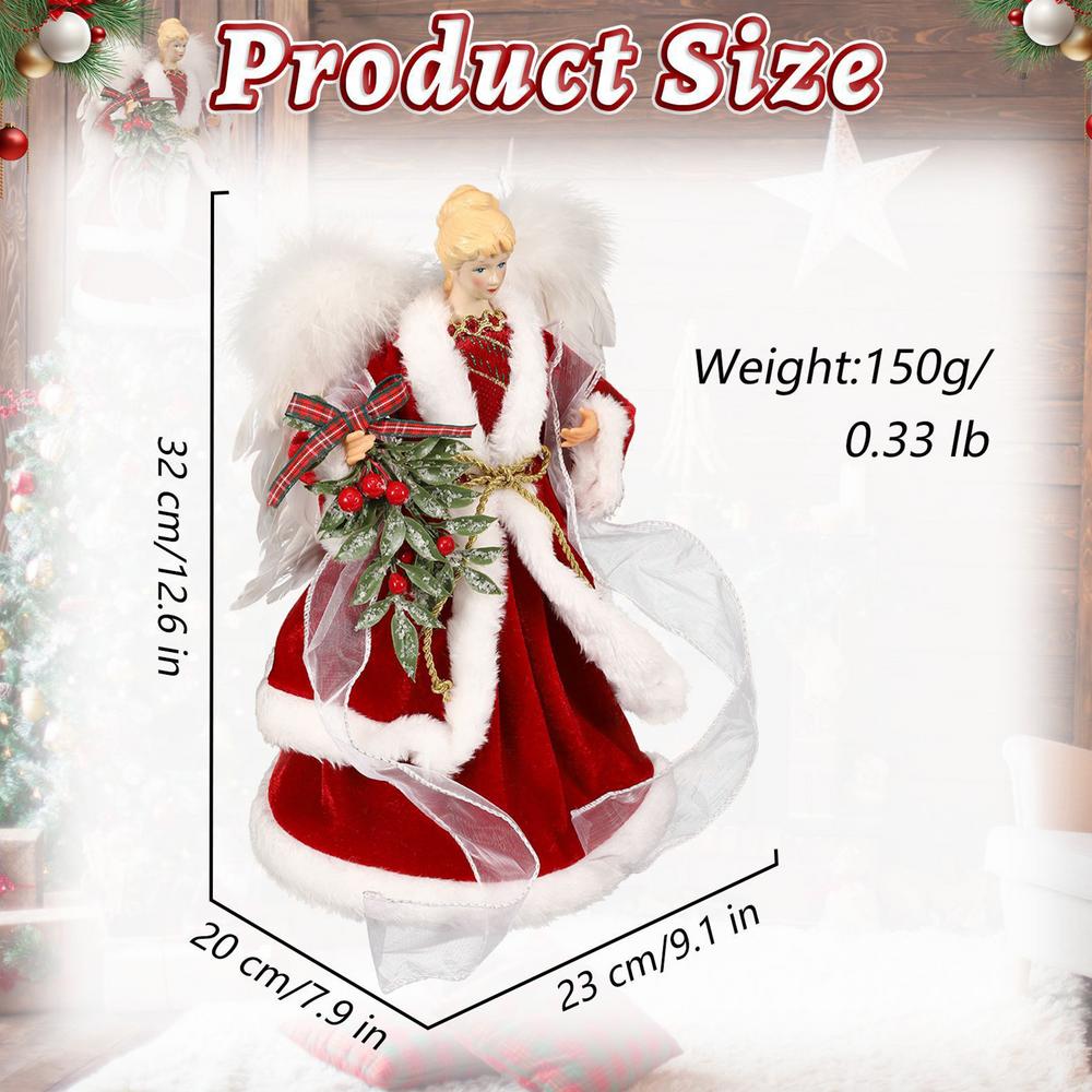 2025 Christmas Tree Topper Angel Fairy With White Feather Wings No Light 3d Christmas Tree Top Decoration Ornament