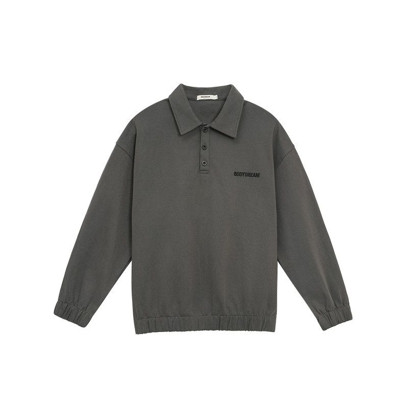 

Bodydream Multi-Color Heavy Weight Sweatshirt Men s American Retro Lapel Polo Shirt Loose Casual Pullover Fashion