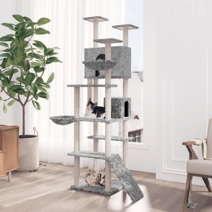 171595 vidaXL Arbre à chat avec griffoirs en sisal Gris clair 191 cm