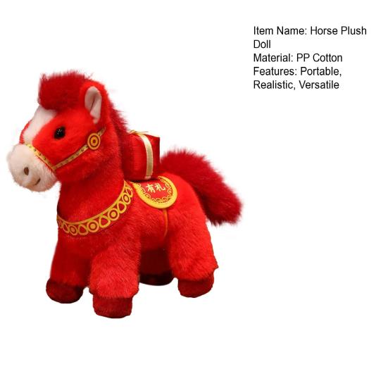 Horse Brings Wealth Plush Doll Soft PP Cotton Zodiac for Year of The Horse 2026 Cute Lucky Gift for Kids Collectors
