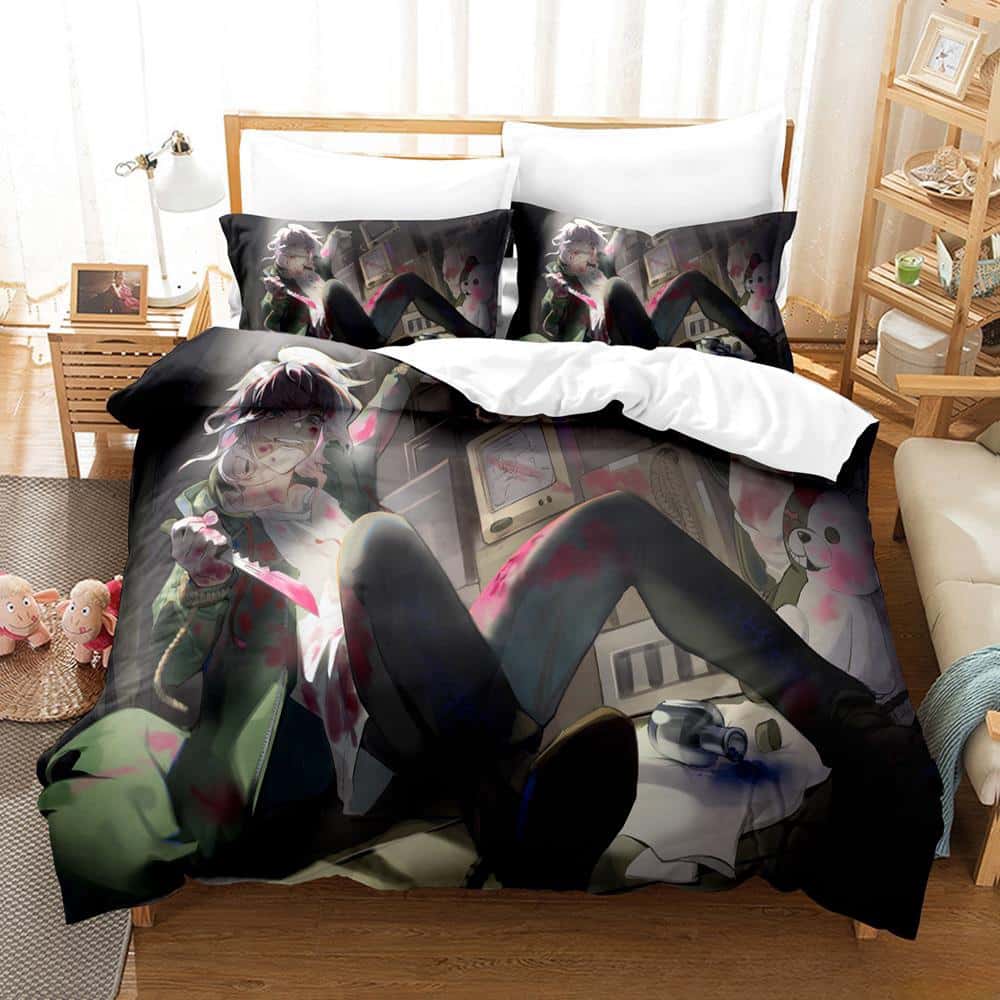 New Danganronpa V3 Bedding Set Cartoon Anime three-piece set Adult Kid Bedroom Duvet cover Sets Y2k Girls comforter bedding sets