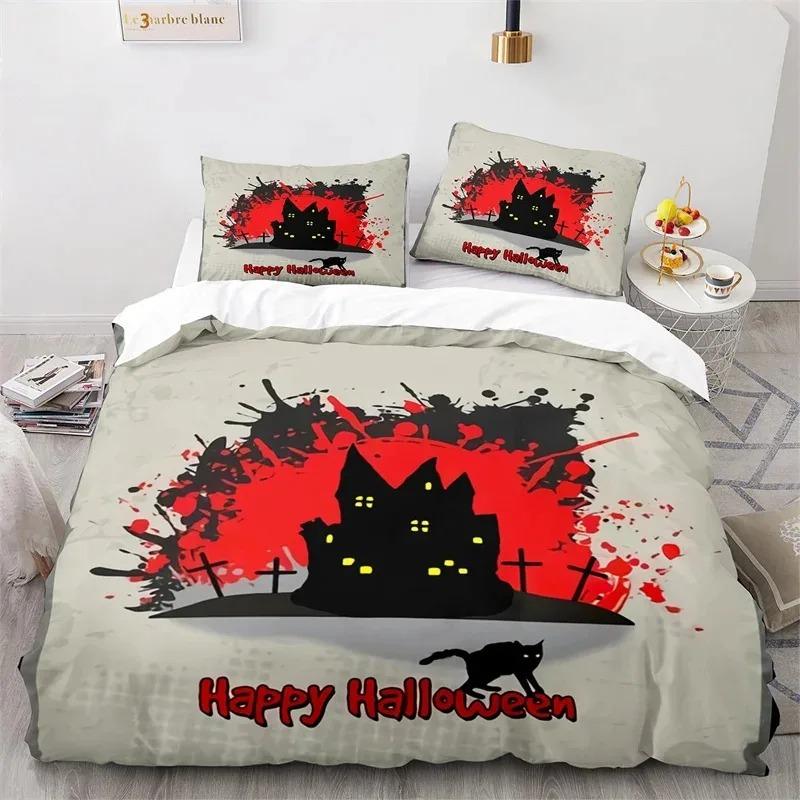 Halloween Pumpkin Horror Festival Bat Bedding Set Boys Girls Twin Queen Size Duvet Cover Pillowcase Bed Kids Adult